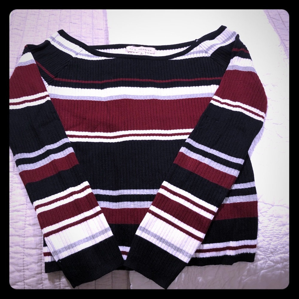 Off the shoulder ribbed sweater